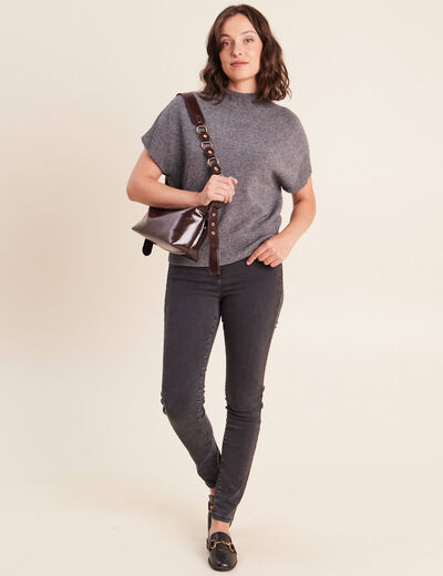 Pull col montant gris clair femme