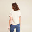 Pull col chemise manches courtes ecru femme