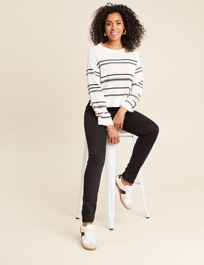 Pull manches longues blanc femme