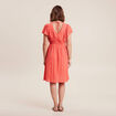 Robe droite fluide smockée orange clair femme