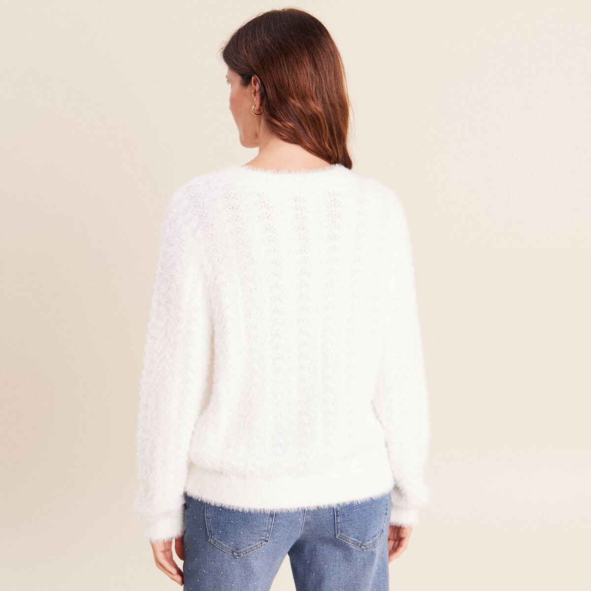 Cardigan col rond ecru femme