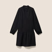 Robe courte &eacute;vas&eacute;e col v manches longues noir femme