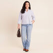 Chemise manches 3/4 bleu femme