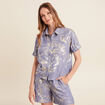 Chemise droite courte manches courtes bleu lavande femme