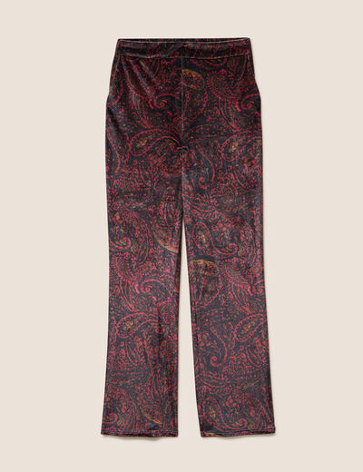 Pantalon large taille haute marron femme