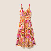 Robe longue &eacute;vas&eacute;e &agrave; fines bretelles multicolore femme