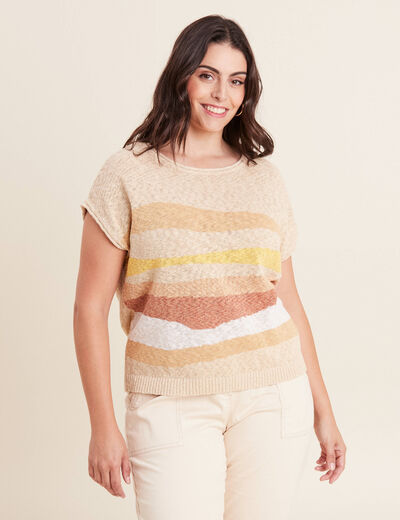Pull sans manches beige femme