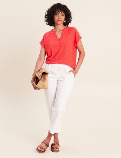 T-shirt droit manches courtes rouge femme