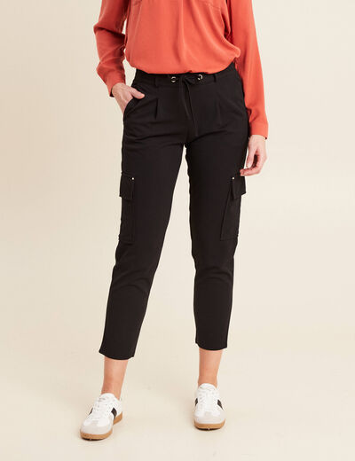 Pantalon cargo flou noir femme