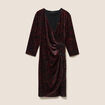 Robe ajust&eacute;e courte velours col v marron femme