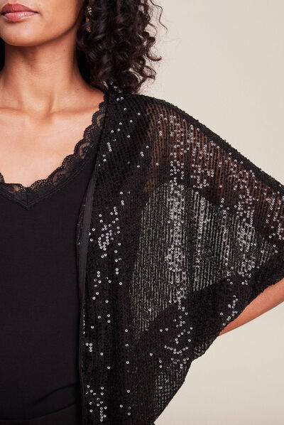Kimono à sequins noir femme
