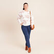 Pull col rond manches longues beige femme