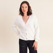 Gilet col v manches longues ecru femme