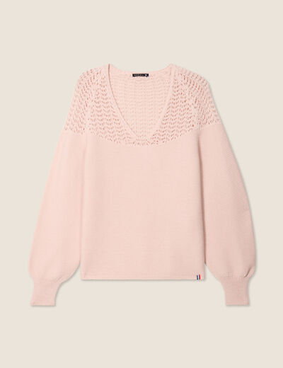 Pull confectionné en France vieux rose femme