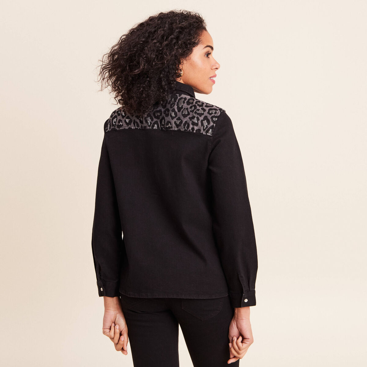 Chemise en jean manches longues noir femme