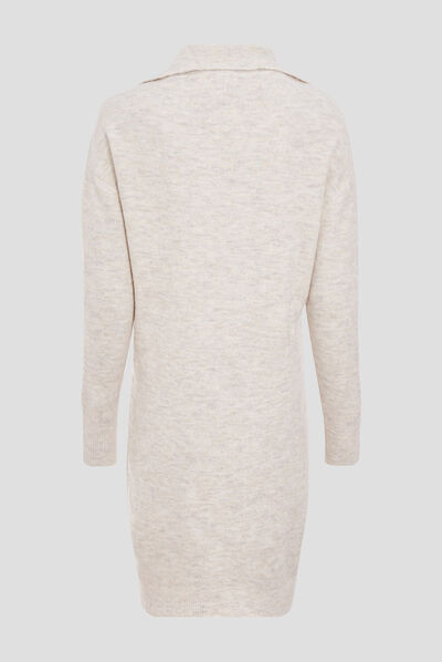 Robe pull droite avec laçage creme femme