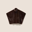 Poncho cape doubl&eacute; marron fonc&eacute; femme