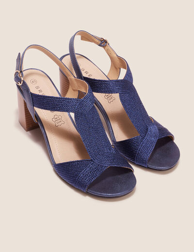 Sandales à talons bottiers bleu marine femme