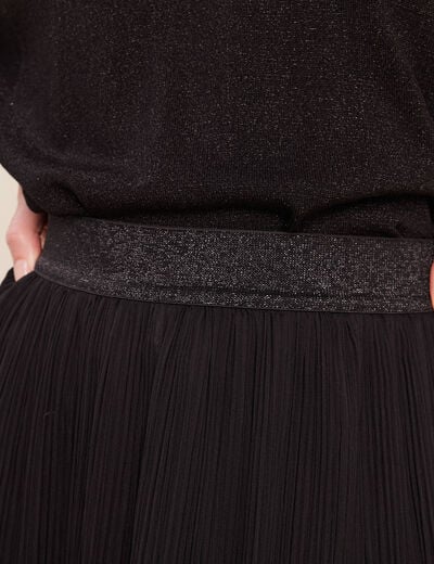 Jupe pliss&eacute;e doubl&eacute;e noir femme