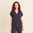 Blouse fluide manches courtes bleu femme