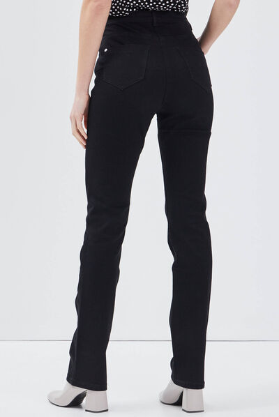 Pantalon large taille haute noir femme