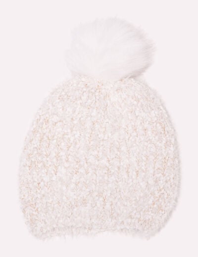 Lot bonnet et &eacute;charpe ecru femme