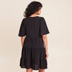 Robe courte &eacute;vas&eacute;e col v manches courtes noir femme