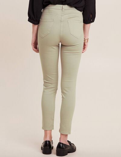 Pantalon léger taille haute 7/8ème vert clair femme