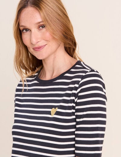 T-shirt col rond noir femme