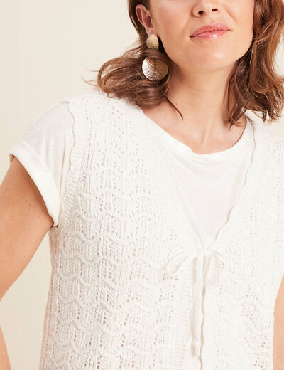 Gilet sans manches blanc femme