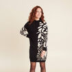 Robe tricot droite col montant noir femme