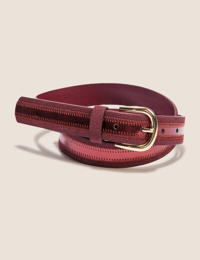 Ceinture fine bordeaux femme
