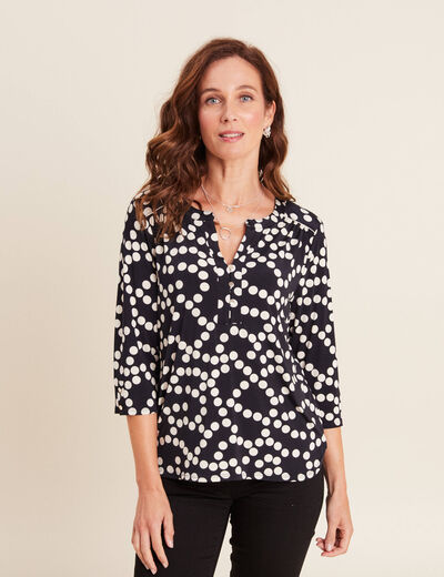 Blouse manches 3/4 noir femme