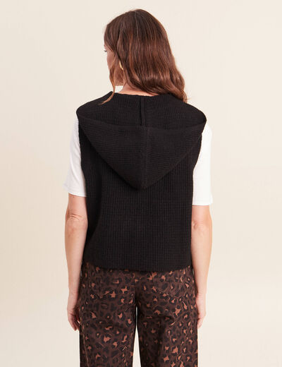 Veste sans manches &agrave; capuche noir femme