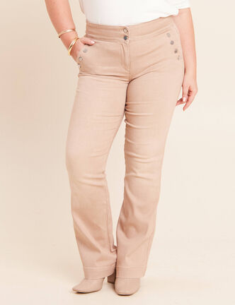 Jean coupe bootcut taille haute sable femme
