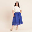 Jupe taille haute doubl&eacute;e avec broderie bleu fonc&eacute; femme