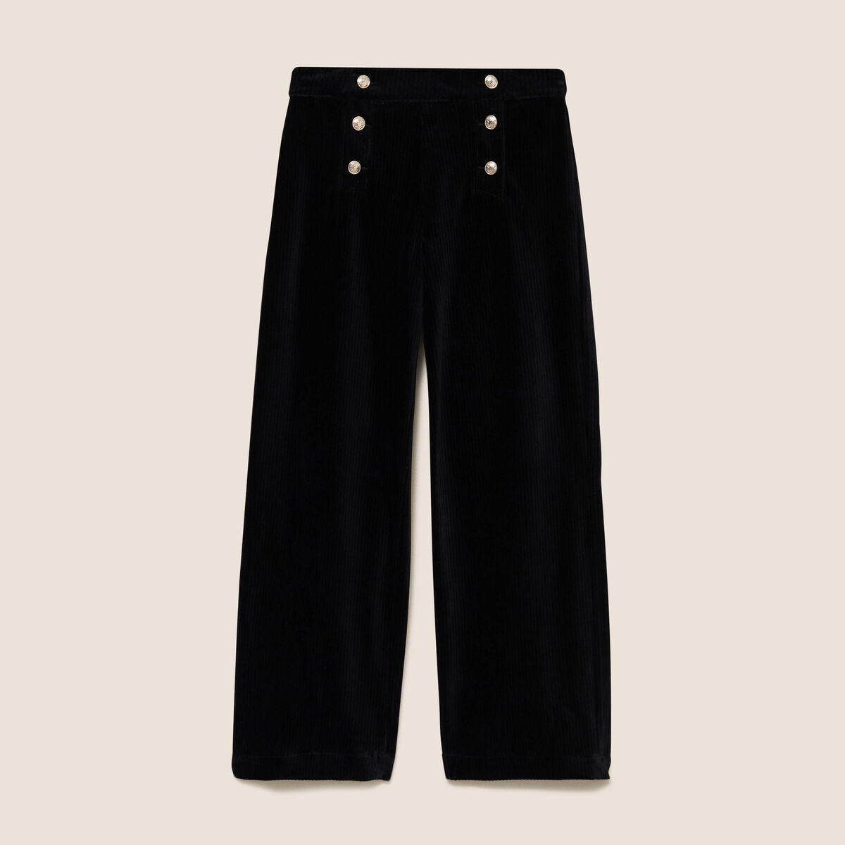 Pantalon loose en velours noir femme
