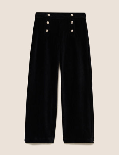 Pantalon loose en velours noir femme