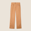 Pantalon coupe large fluide taille haute beige femme