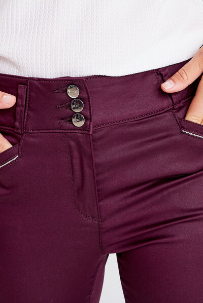 Pantalon droit prune femme