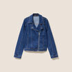 Veste ajust&eacute;e en jean col biker denim stone femme