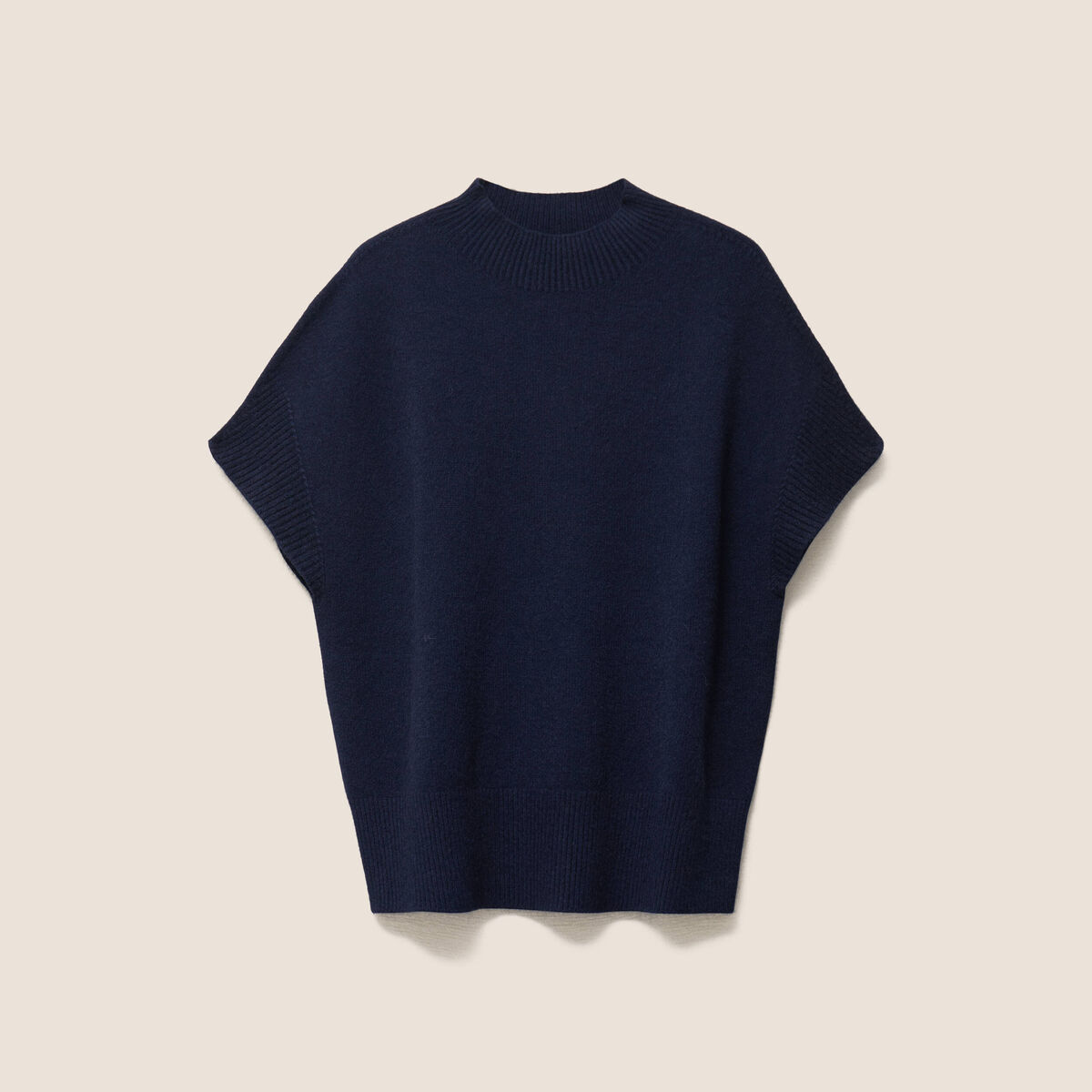 Pull col montant bleu marine femme