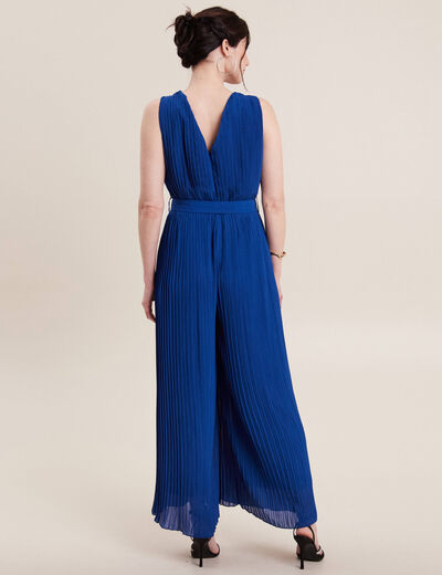 Combinaison pantalon plissée bleu electrique femme
