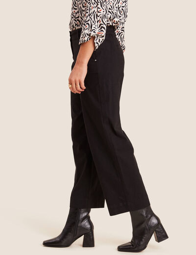 Pantalon large 7/8ème noir femme