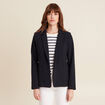 Veste tailleur cintr&eacute;e bleu fonc&eacute; femme