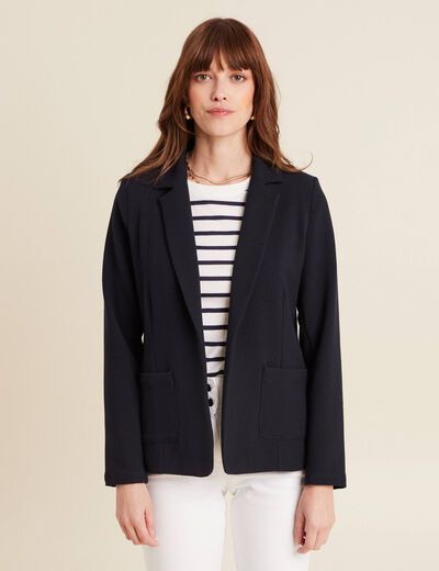 Veste tailleur cintrée bleu foncé femme