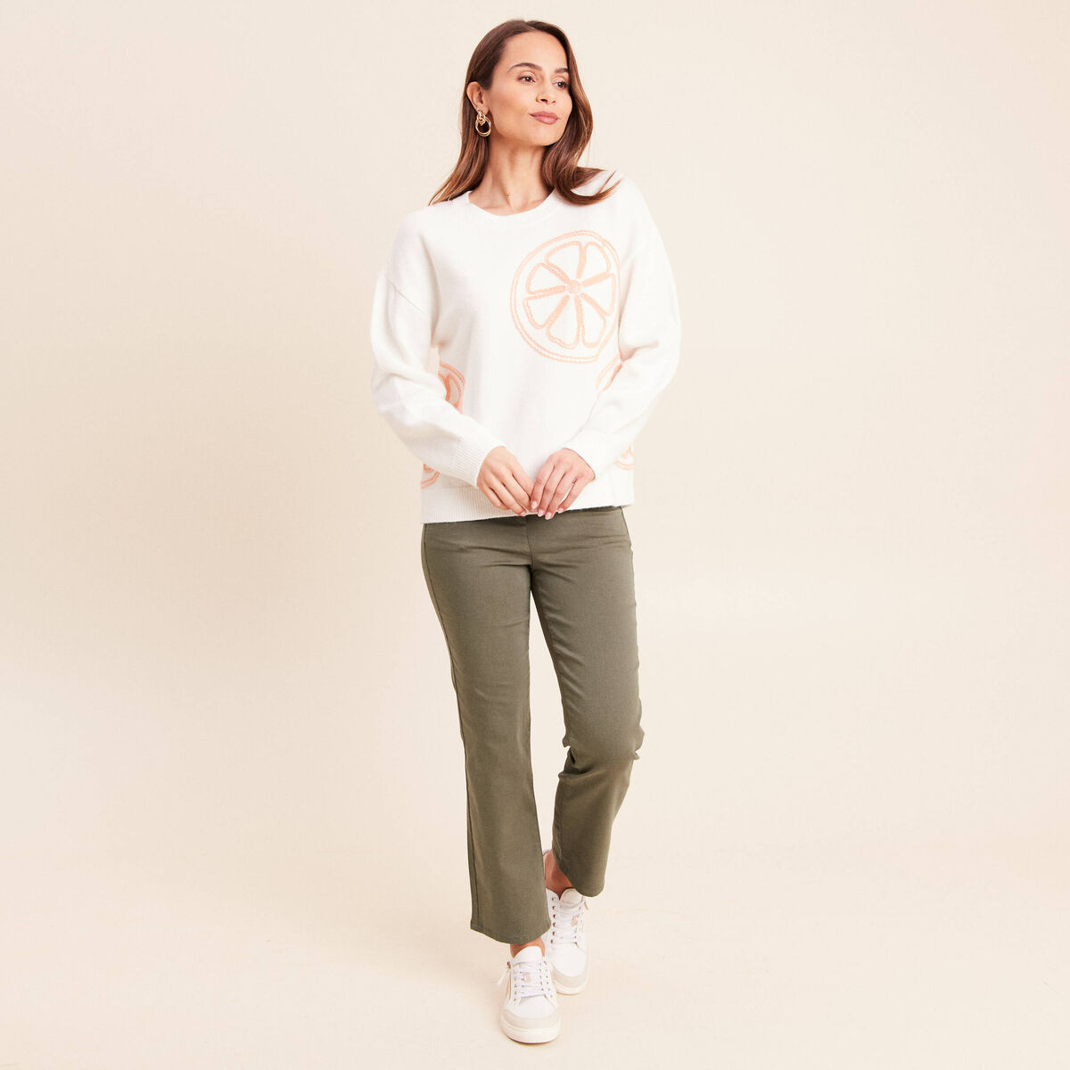 Pantalon magique Le L&eacute;ger coupe droite vert kaki femme