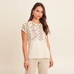 T-shirt col rond manches courtes beige femme