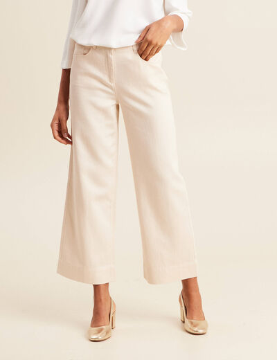 Pantalon large 7/8ème ivoire femme