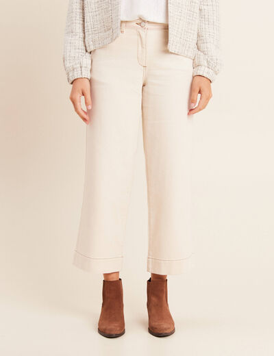 Jean large taille haute 7/8ème ivoire femme